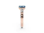 Emerald Cut Five Stone Engagement Ring Setting for a Fancy Blue Lab-Grown Diamond | Rose Gold