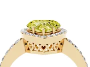 Fancy Yellow Heart Cut Diamond Halo Ring Set in Yellow gold with Pavé-Setting Band and Open Prong Center