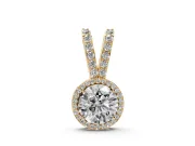 Round Lab-Grown Diamond Halo Pendant Necklace | Yellow Gold