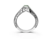 Pear-Shaped Vintage Pavé Engagement Ring Setting for a Fancy Green Lab-Grown Diamond | Sterling Silver