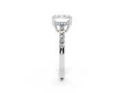 Radiant Cut Hidden Halo Solitaire Engagement Ring Setting | Shared Prong Band | Sterling Silver