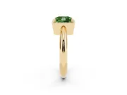 Fancy Green Princess Cut Diamond Halo Engagement Ring Set in Yellow gold with Plain Split Shank and Prong Setting
