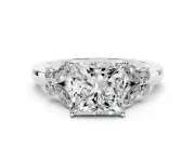 Princess Cut Petal Accent Engagement Ring Setting | Marquise and Round Sides | Platinum
