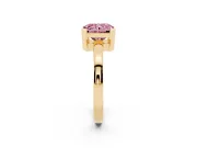 Fancy Pink Radiant Cut Diamond Solitaire Ring Set in Yellow gold with Prong Head and Smooth Polished Band
