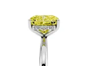 Fancy Yellow Radiant Cut Diamond Solitaire Engagement Ring Set in Silver with Prong Setting and Polished Band