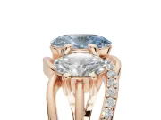 Oval Three Stone Split Shank Engagement Ring Setting for a Fancy Blue Lab-Grown Diamond | Matching Sides | Rose Gold