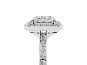 Asscher Cut Pavé Halo Engagement Ring Setting | White Gold