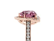 Heart-Shaped Petal Tip Halo Engagement Ring Setting for a Fancy Pink Lab-Grown Diamond | Pavé Band | Rose Gold