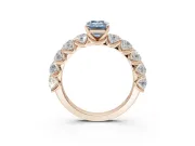 Emerald Cut Side Stone Engagement Ring Setting for a Fancy Blue Lab-Grown Diamond | Scalloped Prong Accents | Rose Gold