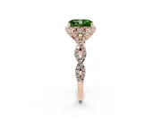 Radiant Cut Milgrain Halo Engagement Ring Setting for a Fancy Green Lab-Grown Diamond | Graduated Shoulders | Rose Gold