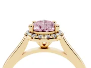 Pear-Shaped Halo Engagement Ring Setting for a Fancy Pink Lab-Grown Diamond | Plain Polished Band | Yellow Gold