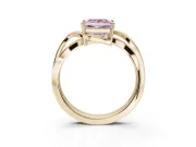 Princess Cut Bypass Solitaire Engagement Ring Setting for a Fancy Pink Lab-Grown Diamond | Pavé Strands | Yellow Gold