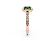 Fancy Green Asscher Cut Diamond Milgrain Floral Halo Engagement Ring Set in Rose gold with Pavé Band