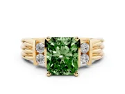 Radiant Cut Bar-Set Engagement Ring Setting for a Fancy Green Lab-Grown Diamond | Yellow Gold