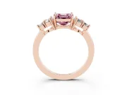 Fancy Pink Asscher Cut Diamond Solitaire Ring Set in Rose gold with Cluster Accents on Each Side