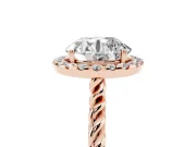 Round Halo Engagement Ring Setting | Twisted Rope Band | Rose Gold