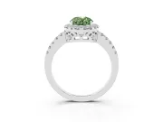 Oval Halo Engagement Ring Setting for a Fancy Green Lab-Grown Diamond | Pavé Band | Platinum