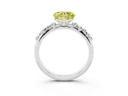 Fancy Yellow Heart Cut Diamond Cluster Solitaire Ring Set in White gold with Prong Setting