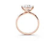 Princess Cut Bypass Solitaire Engagement Ring Setting | Plain Band | Rose Gold