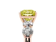 Princess Cut Five Stone Engagement Ring Setting for a Fancy Yellow Lab-Grown Diamond | Prong Set Side Stones | Rose Gold