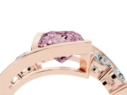 Fancy Pink Princess Cut Diamond Bezel Bypass Ring Set in Rose gold with Round Accents