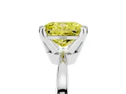 Fancy Yellow Radiant Cut Diamond Solitaire Engagement Ring Set in Silver with Slim Tapered Solitaire Band