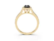 Radiant Cut Pavé Halo Engagement Ring Setting for a Black Center | Yellow Gold