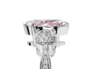 Marquise Three Stone Engagement Ring Setting for a Fancy Pink Lab-Grown Diamond | Tapered Pave Band | Sterling Silver