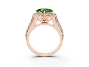 Fancy Green Princess Cut Diamond Halo Engagement Ring Set in Rose gold with Split Shank and Prong Setting