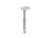 Pear Cut Diamond Pavé Solitaire Ring Set in White gold with Round Band and Prong Setting