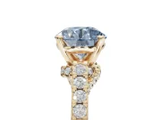 Round Pavé Solitaire Engagement Ring Setting for a Fancy Blue Lab-Grown Diamond | Crossover Gallery | Yellow Gold