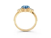 Round Cluster Engagement Ring Setting for a Fancy Blue Lab-Grown Diamond | Yellow Gold
