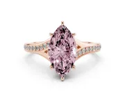 Marquise Pave Solitaire Engagement Ring Setting for a Fancy Pink Lab-Grown Diamond | Sweeping Shoulders | Rose Gold