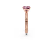 Fancy Pink Radiant Cut Diamond Solitaire Milgrain Engraved Band Set in Rose gold with Prong Setting