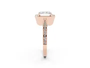 Radiant Cut Vintage Milgrain Halo Engagement Ring Setting | Side Stones and Pave | Rose Gold