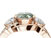 Oval Three Stone Split Shank Engagement Ring Setting for a Fancy Green Lab-Grown Diamond | Matching Sides | Rose Gold