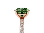 Round Petite Pavé Solitaire Engagement Ring Setting for a Fancy Green Lab-Grown Diamond | Slim Band | Rose Gold