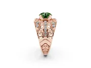 Round Art Deco Graduated Engagement Ring Setting for a Fancy Green Lab-Grown Diamond | Rose Gold