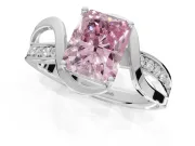 Radiant Cut Bypass Solitaire Engagement Ring Setting for a Fancy Pink Lab-Grown Diamond | Pavé Strands | White Gold