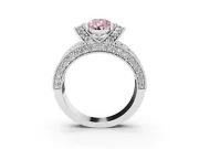 Pear-Shaped Vintage Engagement Ring Setting for a Fancy Pink Lab-Grown Diamond | Sterling Silver - Design NV-24674