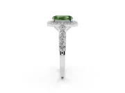 Emerald Cut Graduated Milgrain Halo Engagement Ring Setting for a Fancy Green Lab-Grown Diamond | White Gold