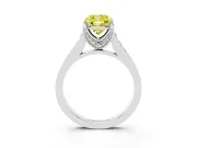 Fancy Yellow Cushion Cut Diamond Solitaire Pavé Engagement Ring Set in White gold with Prong Setting