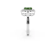 Emerald Cut Scalloped Cluster Halo Engagement Ring Setting for a Fancy Green Lab-Grown Diamond | Plain Band | Platinum