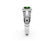 Asscher Cut Halo Engagement Ring Setting for a Fancy Green Lab-Grown Diamond | Two-Row Pave Split Shank | White Gold