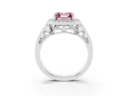 Asscher Cut Halo Engagement Ring Setting for a Fancy Pink Lab-Grown Diamond | Channel-Set Split Shank | Sterling Silver