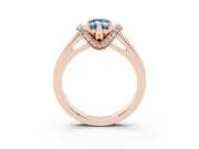 Emerald Cut Pavé Collar Engagement Ring Setting for a Fancy Blue Lab-Grown Diamond | Rose Gold