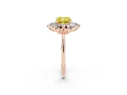 Cushion Cut Cluster Halo Engagement Ring Setting for a Fancy Yellow Lab-Grown Diamond | Rose Gold