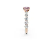 Cushion Cut Side Stone Engagement Ring Setting for a Fancy Pink Lab-Grown Diamond | Scalloped Prong Accents | Rose Gold