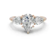 Pear-Shaped Three-Stone Engagement Ring Setting | Pear Side Stones | Rose Gold