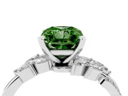 Fancy Green Radiant Cut Diamond Solitaire Ring Set in White gold with Marquise Twist Band and Prong Setting